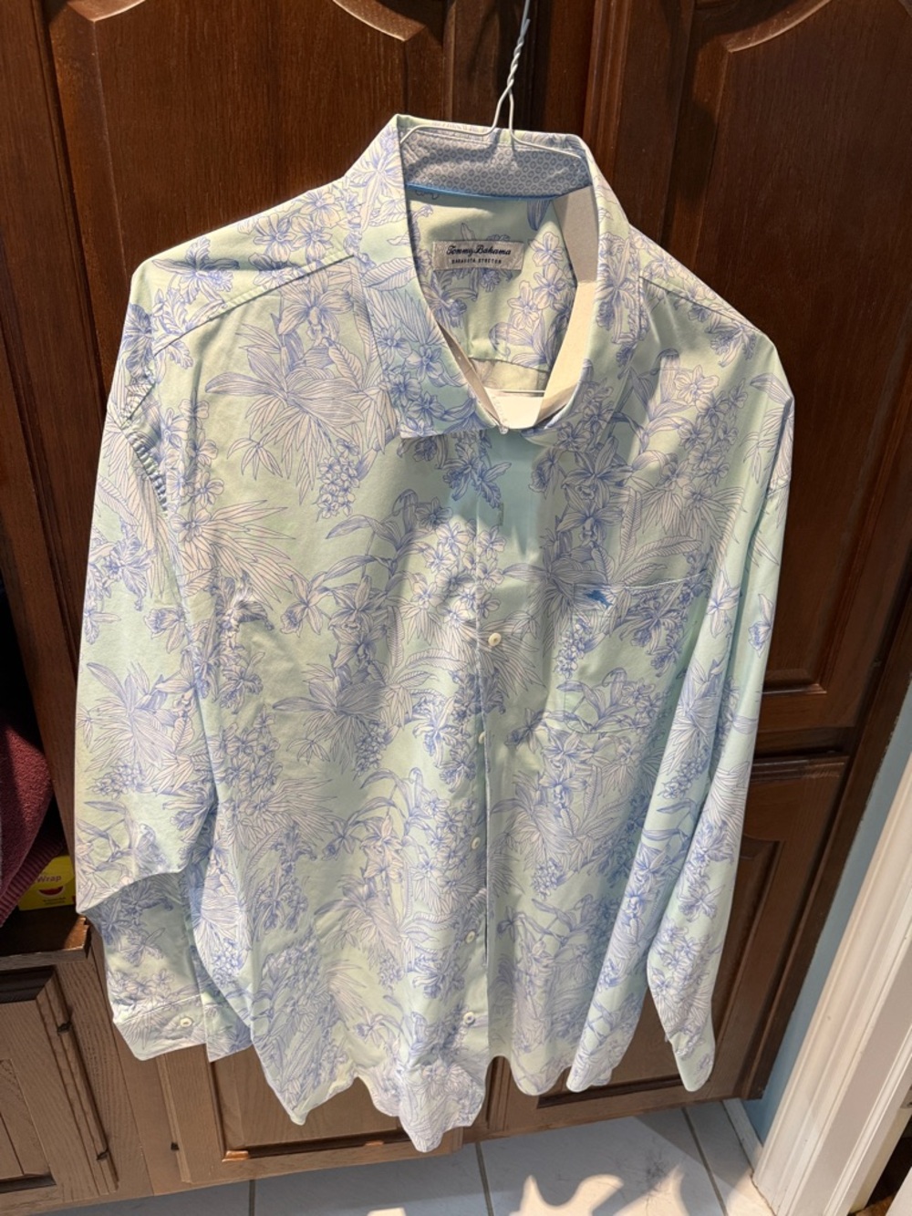 Tommy Bahama Pale Green Floral Print Button-Up Shirt 3x long sleeve